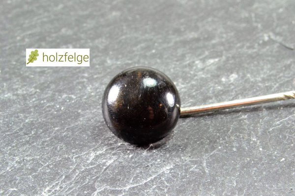 Holz-Krawattennadel, 925-Silber, Ebenholz, Ø 10 mm