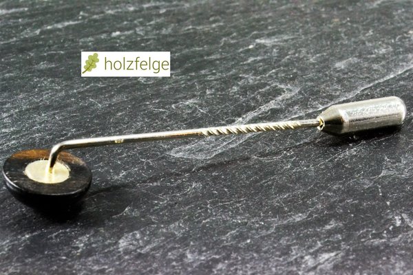 Holz-Krawattennadel, 925-Silber, Makassar-Ebenholz, Ø 10 mm