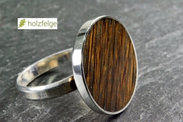 Holz-Ring, 925-Silber, Thermoeichenholz, Ø 18 mm, G 55