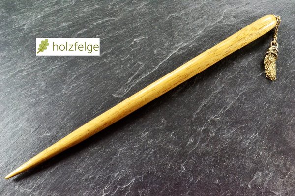 Holz-Haarstab mit 925-Silberquaste, Nussbaumholz, Ø 9 mm