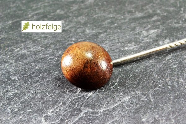 Holz-Krawattennadel, 925-Silber, Schwarznussholz, Ø 10 mm