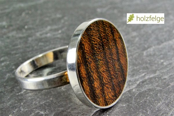 Holz-Ring, 925-Silber, Bocoteholz, Ø 18 mm, G 57