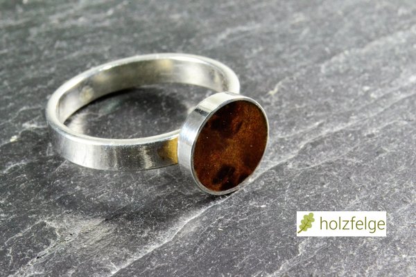 Holz-Ring, 925-Silber, Thuja-Maserholz, Ø 8 mm, G 49