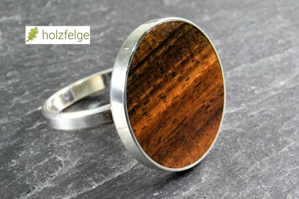 Holz-Ring, 925-Silber, Makassar-Ebenholz, Ø 20 mm, G 58
