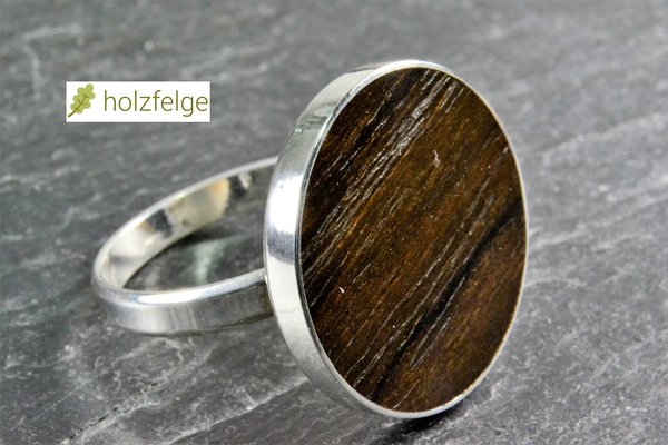 Holz-Ring, 925-Silber, Ziricoteholz, Ø 20 mm, G 61