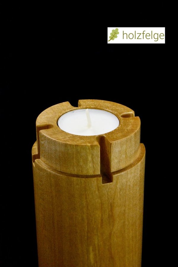Holz-Flaschenwindlicht, Ahornholz (gestockt), klar