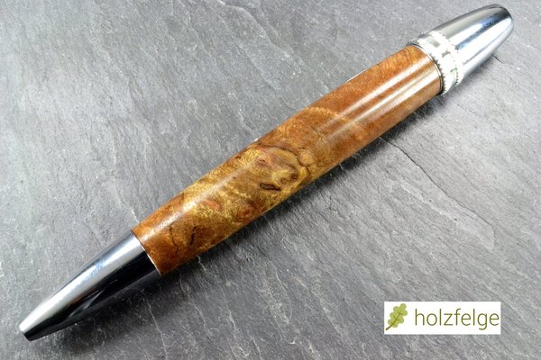 Holz-Drehkugelschreiber, Chechen-Maserholz, Ø 14 mm, Länge 122 mm