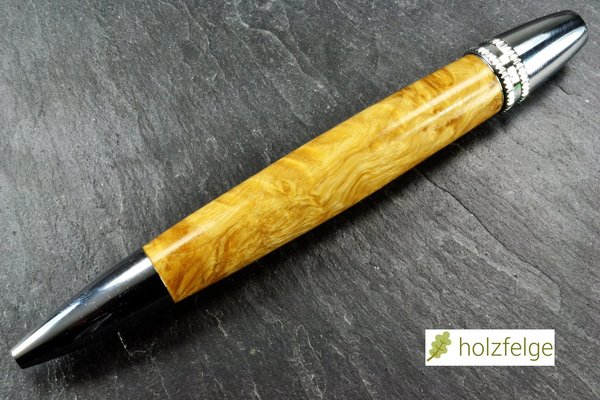 Holz-Drehkugelschreiber, Eschenahorn-Maserholz stabilisiert, Ø 14 mm, Länge 122 mm