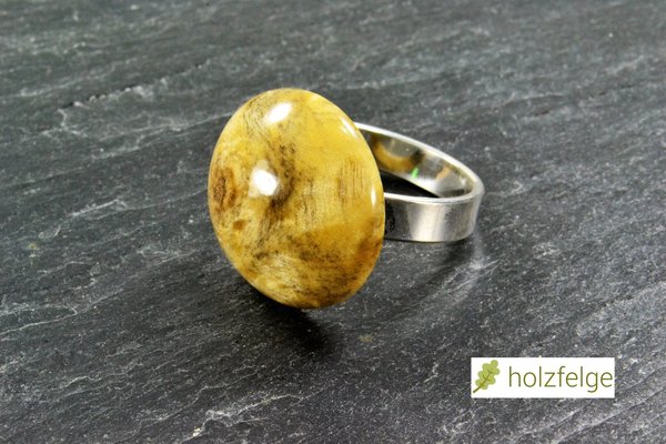Holz-Ring, 925-Silber, Buckeye Burlholz stabilisiert, Ø 18 mm, verstellbar