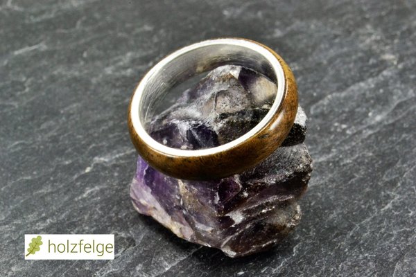 Holz-Ring, 925-Silber, Schwarznussholz, AD Ø 20 mm, G 50