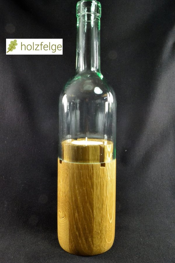 Holz-Flaschenwindlicht, Eichenholz (geleimt), klar