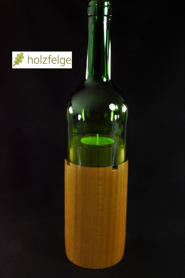 Holz-Flaschenwindlicht, Ulmenholz, grün